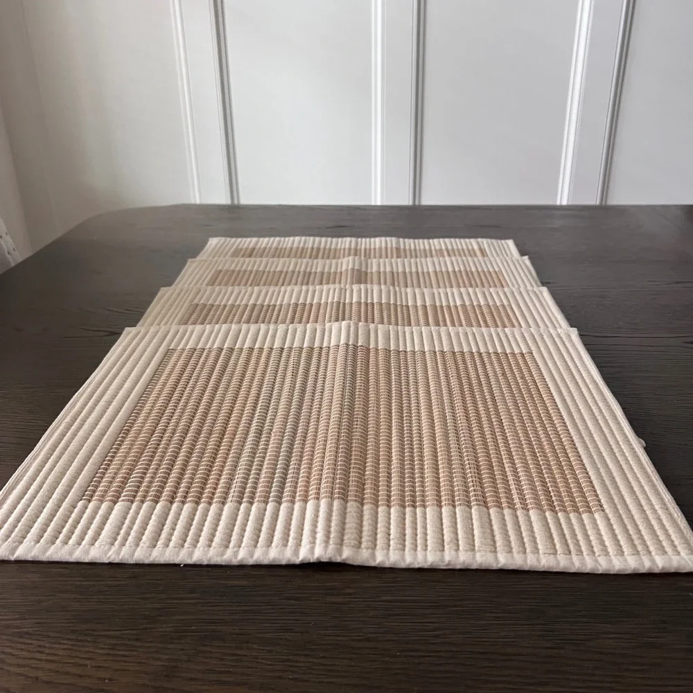 Springmaid Straw Cotton Placemats Set of 4 Natural Tan Rectangular‎ 18
